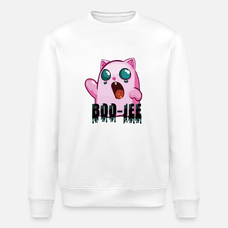 Boo-jee cat ghost pink - Stanley/Stella ROLLER Unisex Organic Sweatshirt - white
