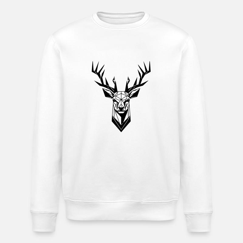 Geometrischer Hirsch mit Geweih - Stanley/Stella Unisex Bio-Sweatshirt ROLLER - Weiß