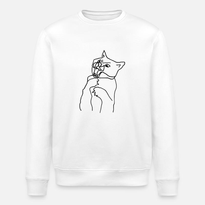 Katze - Stanley/Stella Unisex Bio-Sweatshirt ROLLER - Weiß