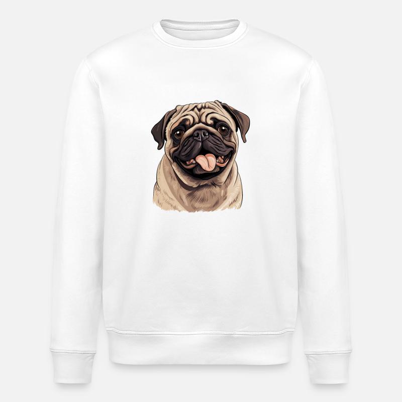 Mops - Stanley/Stella Unisex Bio-Sweatshirt ROLLER - Weiß