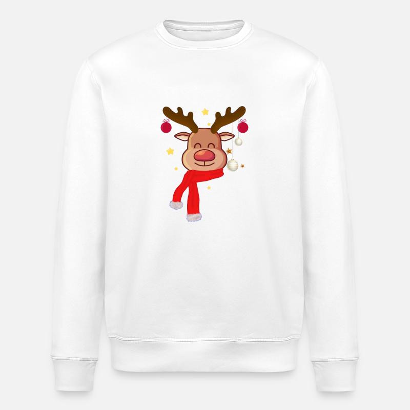 Niedliche Rentiere und Weihnachtskugeln - Stanley/Stella Unisex Bio-Sweatshirt ROLLER - Weiß