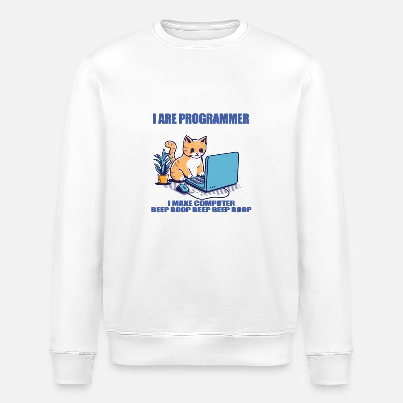 Ich bin Programmierer, Arbeitskatze - Stanley/Stella Unisex Bio-Sweatshirt ROLLER - Weiß