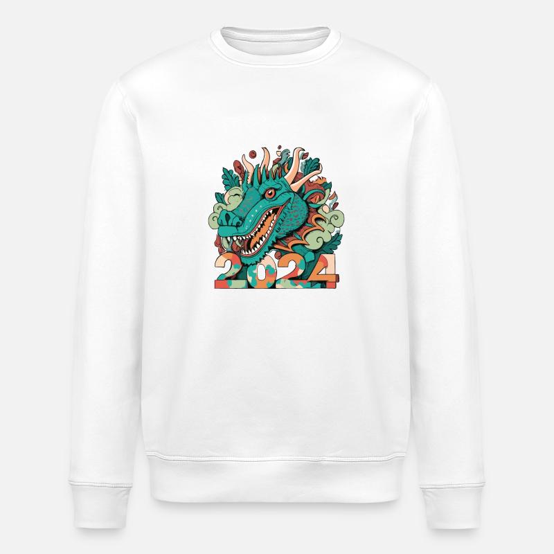 FROHES NEUES JAHR DRACHE 2024 - Stanley/Stella Unisex Bio-Sweatshirt ROLLER - Weiß