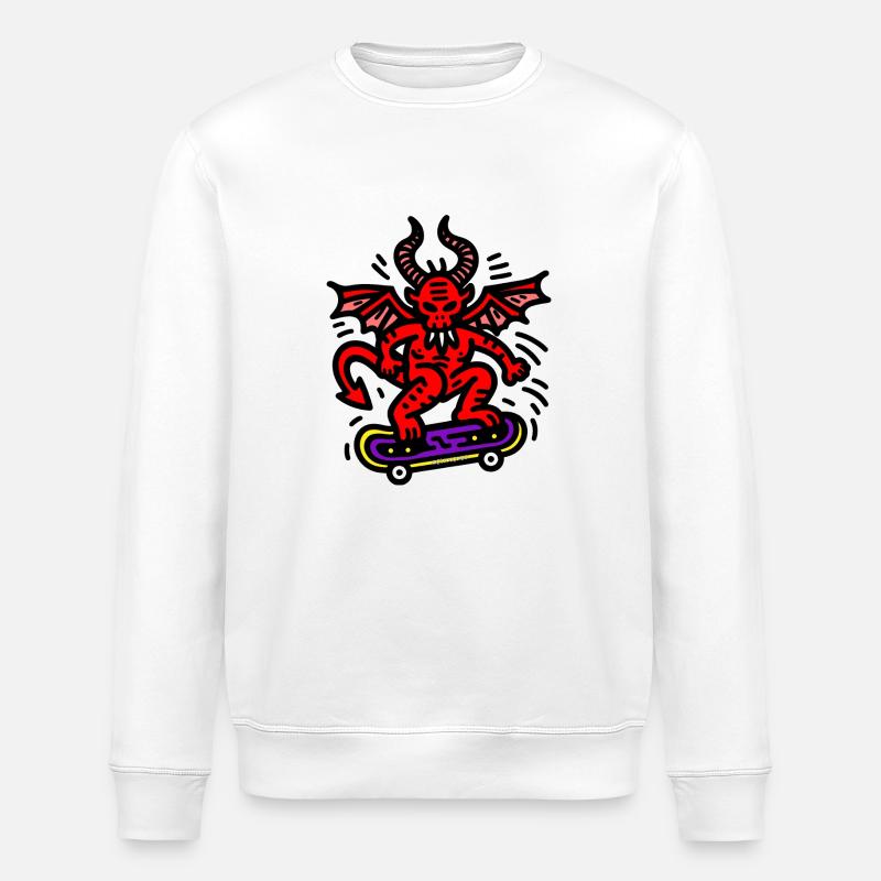 Devil Skateboard - Stanley/Stella ROLLER Unisex Organic Sweatshirt - white