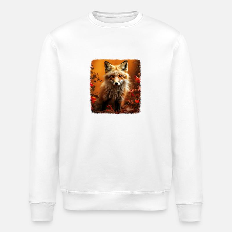 Foxes realistic fox - Stanley/Stella ROLLER Unisex Organic Sweatshirt - white