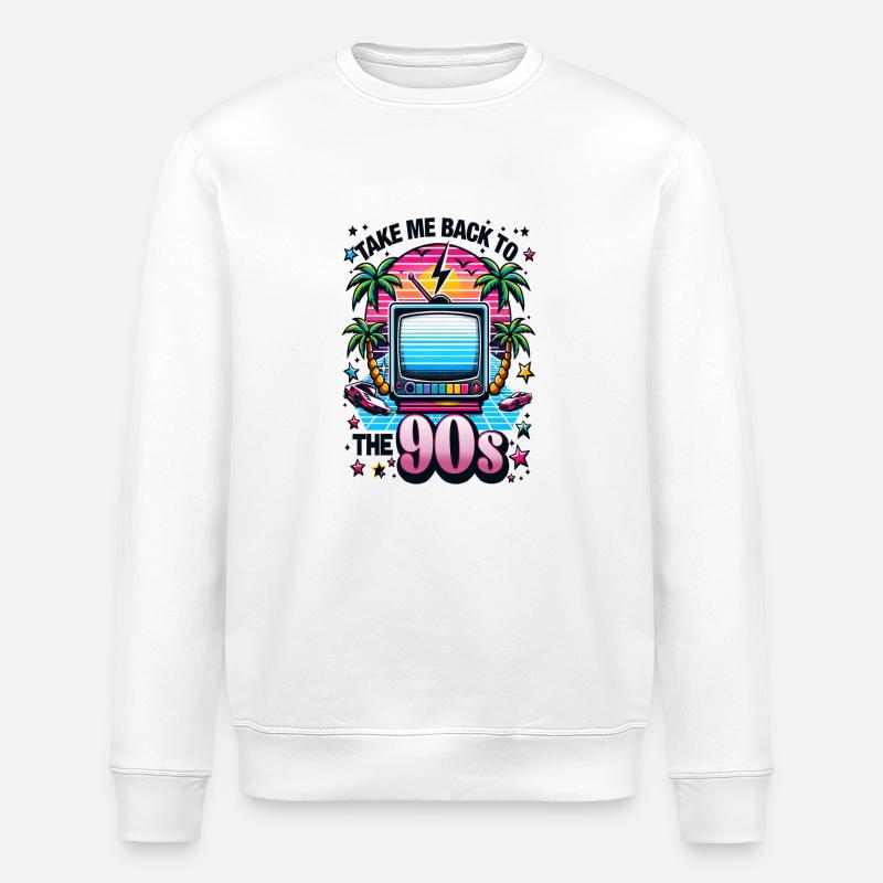 Ramenez-moi dans les années 90 - Sweat bio ROLLER Stanley/Stella Unisexe - blanc