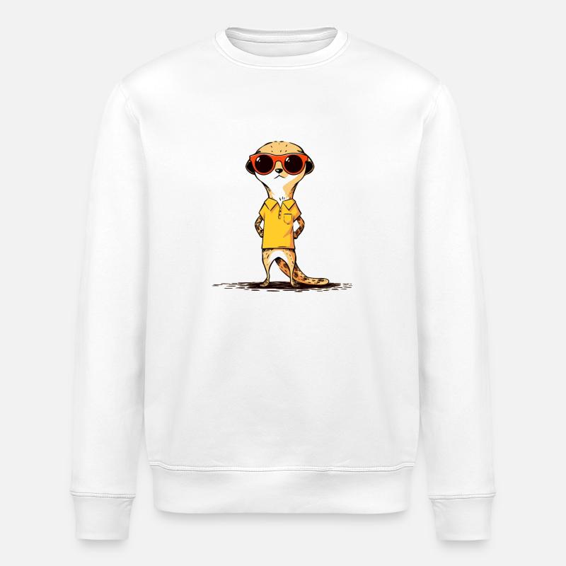 Erdmännchen Mit Sonnenbrille Meerkat - Stanley/Stella Unisex Bio-Sweatshirt ROLLER - Weiß