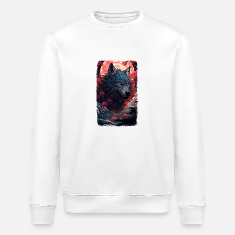 Loup Renard Esthétique Japonais Kitsune - Sweat bio ROLLER Stanley/Stella Unisexe - blanc