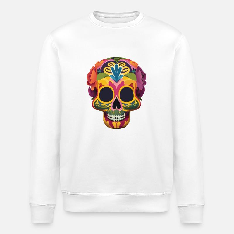 Calaveras Schädel - Stanley/Stella Unisex Bio-Sweatshirt ROLLER - Weiß