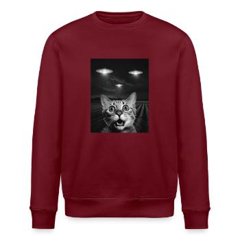 Lustiges Katzen Selfie Vor UFOs Katze UFO - Stanley/Stella Unisex Bio-Sweatshirt ROLLER - Weiß - Vorne - Nik (191cm)