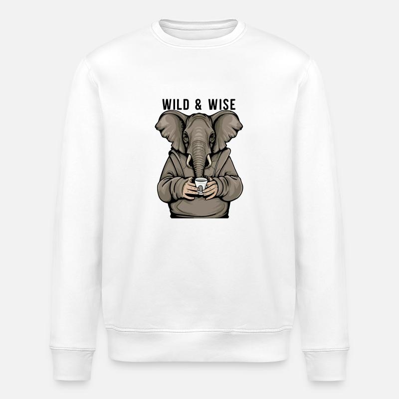 ELEPHANTS - Stanley/Stella ROLLER Unisex Organic Sweatshirt - white