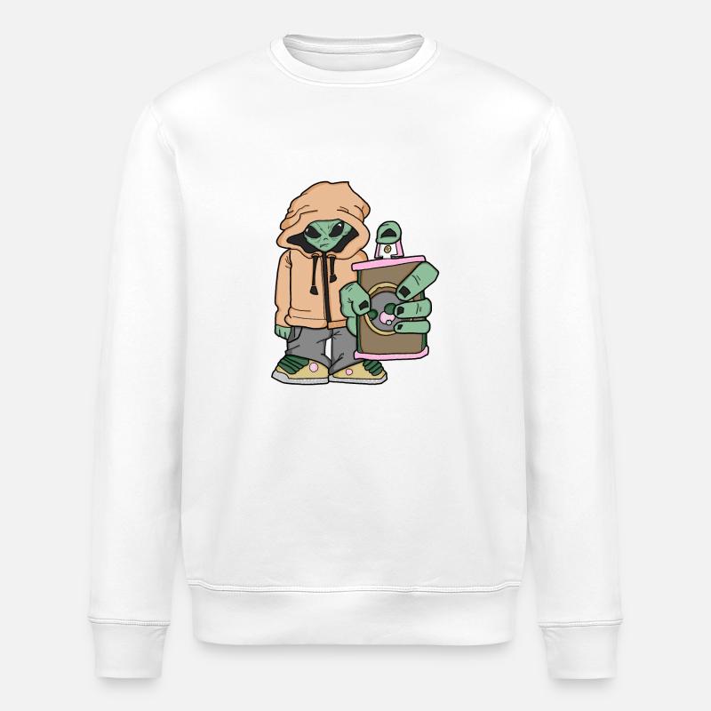 UFO-GRAFFITI - Stanley/Stella Unisex Bio-Sweatshirt ROLLER - Weiß