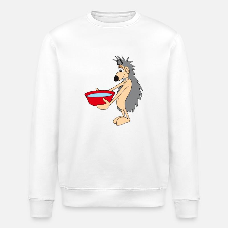 Hérisson intelligent avec bol d’eau - Sweat bio ROLLER Stanley/Stella Unisexe - blanc