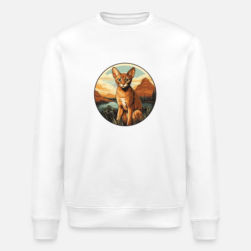Chat d’Abyssinie Abessinierkatze - Sweat bio ROLLER Stanley/Stella Unisexe - blanc