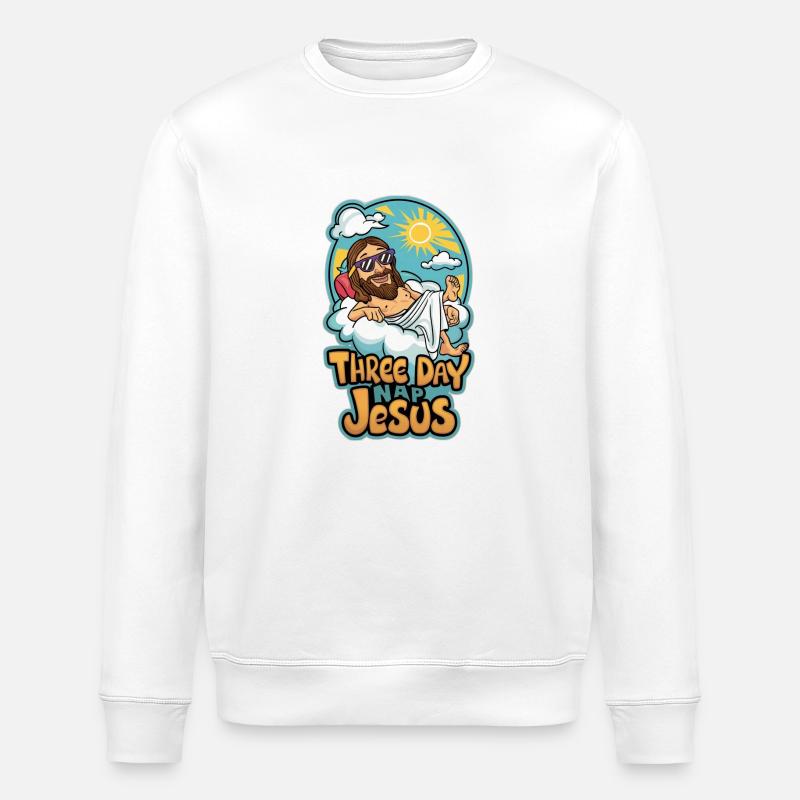 Three Day Nap Jesus - Stanley/Stella ROLLER Unisex Organic Sweatshirt - white