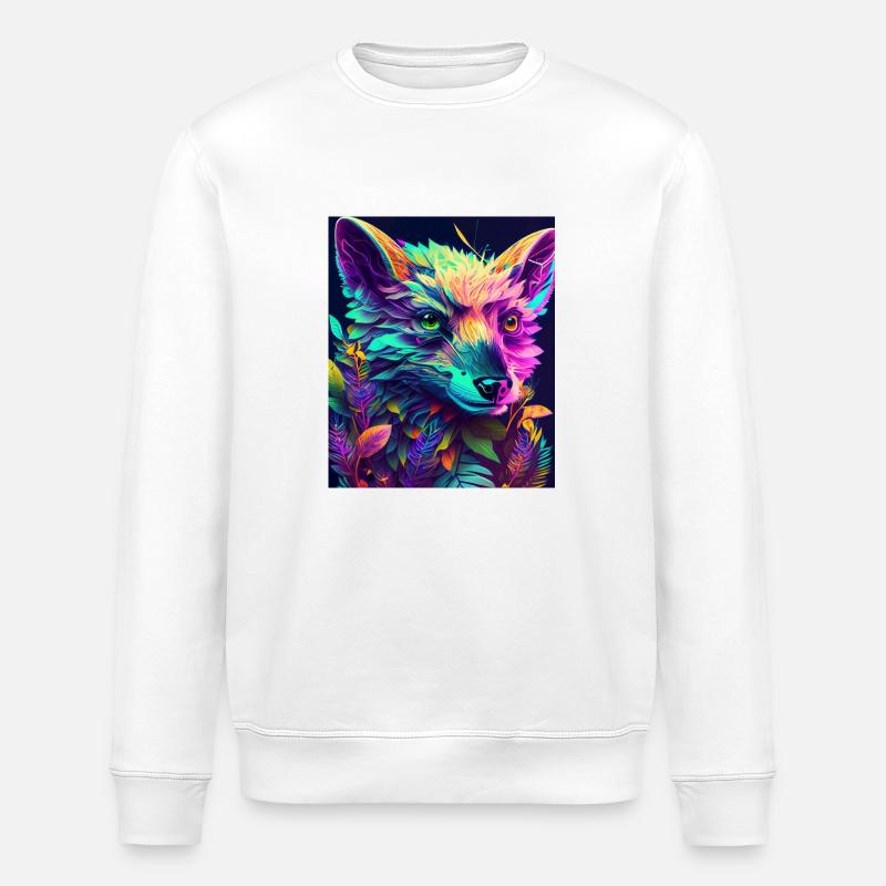 Neon Forest Fox - Stanley/Stella ROLLER Unisex Organic Sweatshirt - white