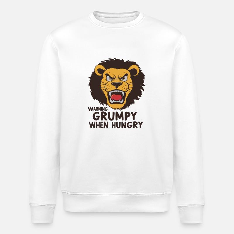 GRUMPY WHEN HUNGRY - Stanley/Stella ROLLER Unisex Organic Sweatshirt - white