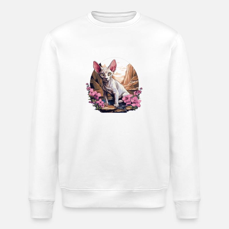 Sphynx Kätzchen Sphynx Katze - Stanley/Stella Unisex Bio-Sweatshirt ROLLER - Weiß