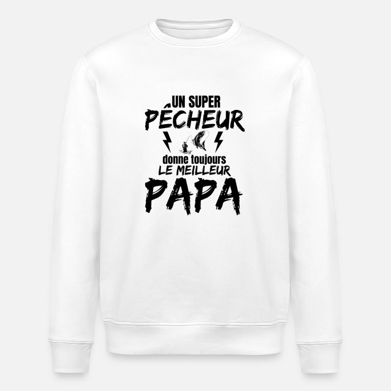 SUPER PAPA PECHEUR - Sweat bio ROLLER Stanley/Stella Unisexe - blanc