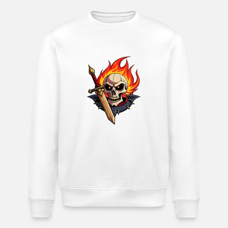 ÉPÉES ET CRÂNE - Sweat bio ROLLER Stanley/Stella Unisexe - blanc