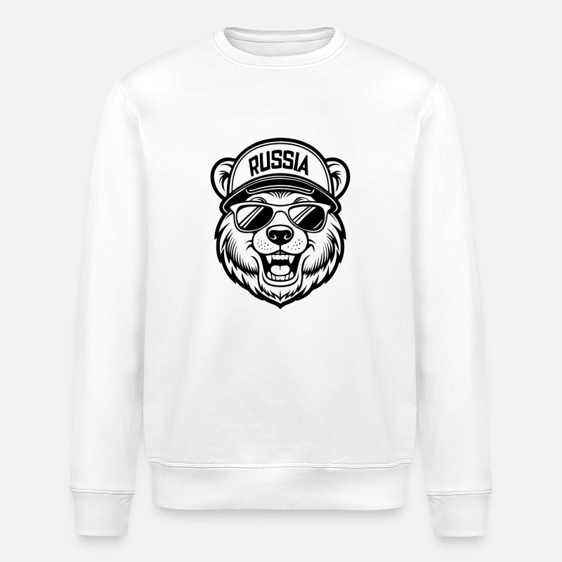 BROWN BEAR, BASEBALL CAP - Stanley/Stella ROLLER Unisex Organic Sweatshirt - white