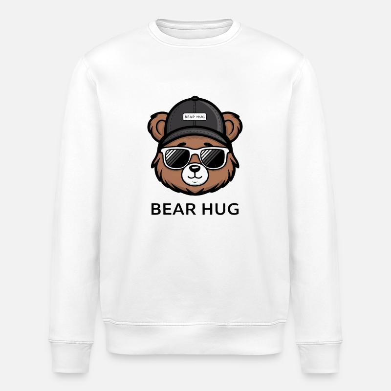 BROWN BEAR, BEAR HUG - Stanley/Stella ROLLER Unisex Organic Sweatshirt - white