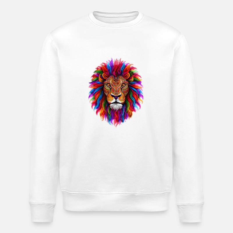 Psychedelic Lion - Stanley/Stella ROLLER Unisex Organic Sweatshirt - white