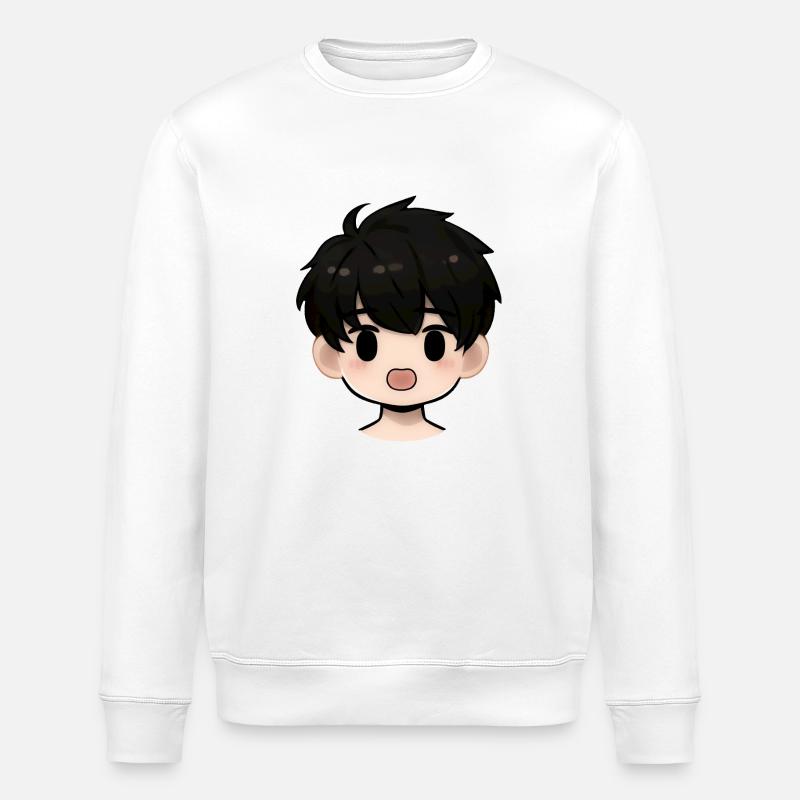 Boy Face Expression - Stanley/Stella ROLLER Unisex Organic Sweatshirt - white