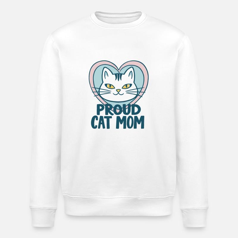 PROUD CAT MAM - Stanley/Stella ROLLER Unisex Organic Sweatshirt - white