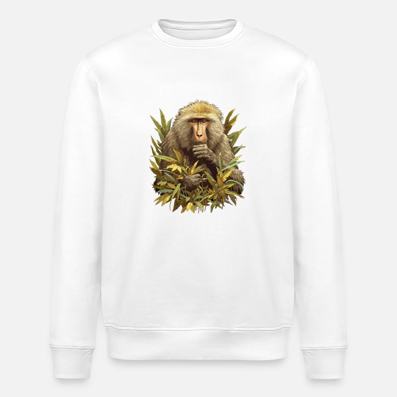 Baboon Paviane Pavian - Stanley/Stella Unisex Bio-Sweatshirt ROLLER - Weiß