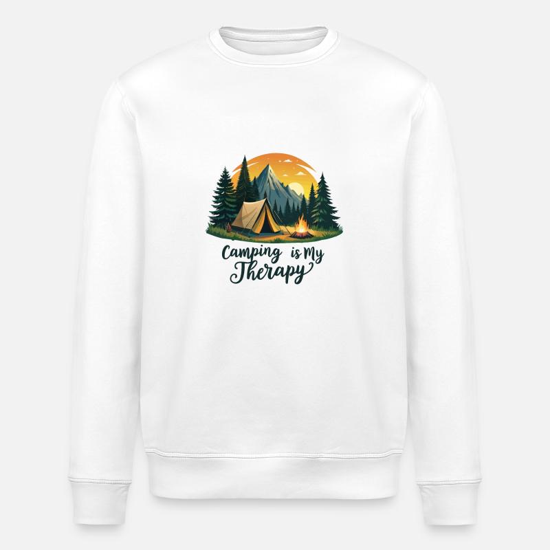 CAMPING IS MY THERAPY - Stanley/Stella ROLLER Unisex Organic Sweatshirt - white