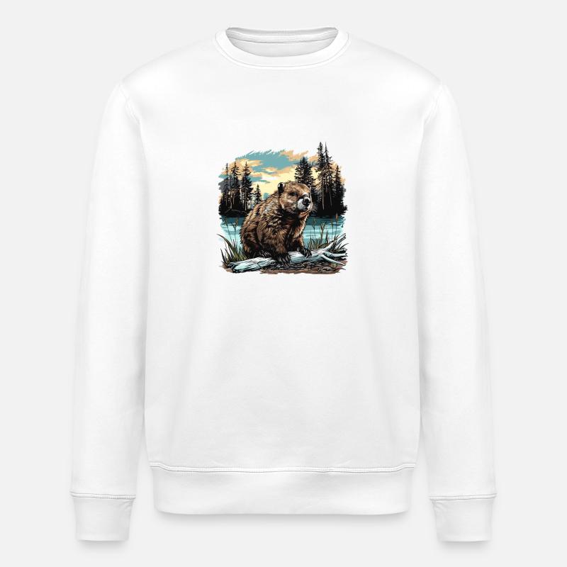 Beaver Biber - Stanley/Stella Unisex Bio-Sweatshirt ROLLER - Weiß