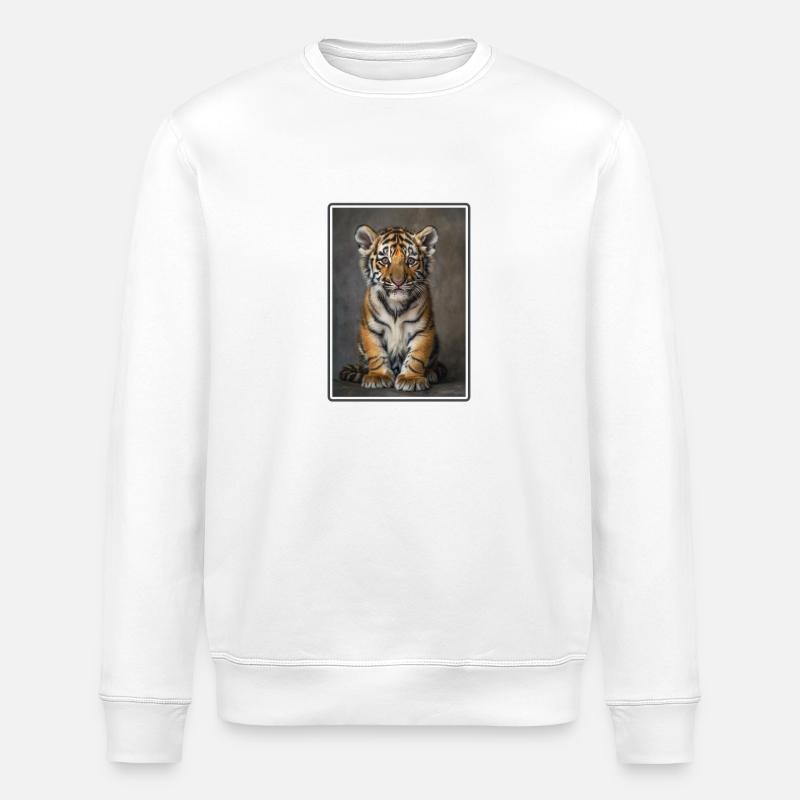 Bengal Tiger Königstiger - Stanley/Stella Unisex Bio-Sweatshirt ROLLER - Weiß