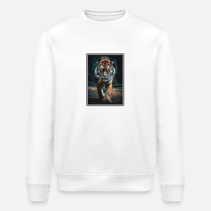 Bengal Tiger Königstiger - Stanley/Stella Unisex Bio-Sweatshirt ROLLER - Weiß
