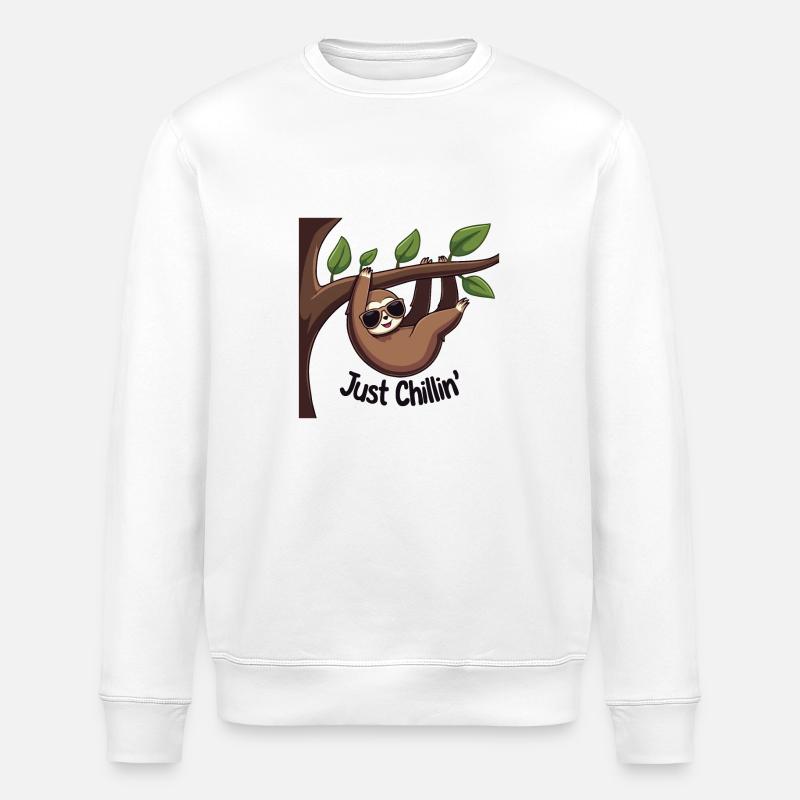 LUSTIGER SLOTH - Stanley/Stella Unisex Bio-Sweatshirt ROLLER - Weiß