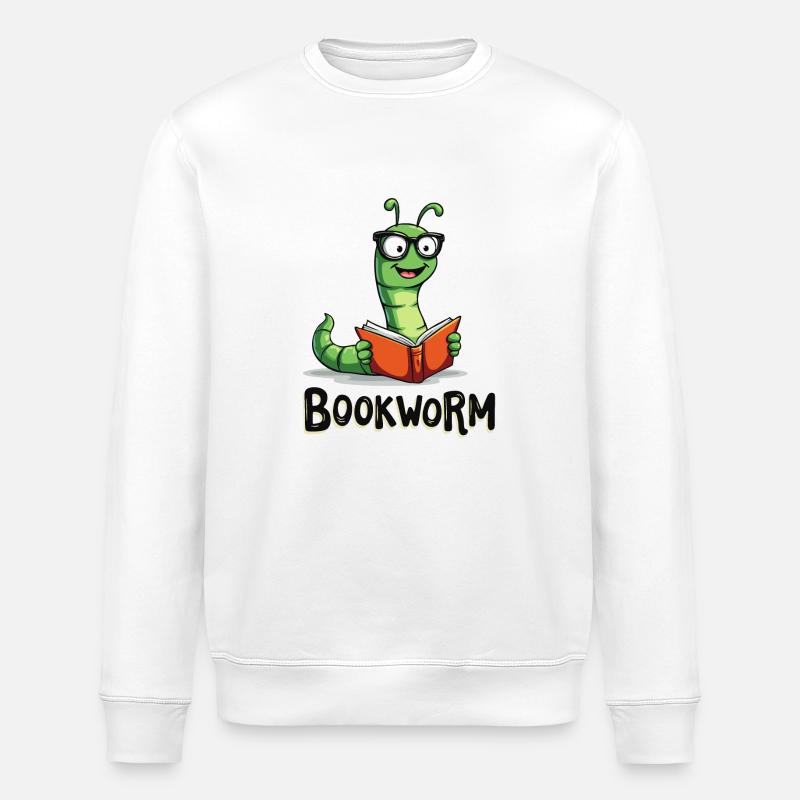 BÜCHERWURM - Stanley/Stella Unisex Bio-Sweatshirt ROLLER - Weiß