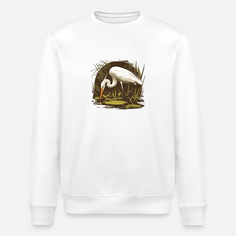 Heron Reiher - Stanley/Stella ROLLER Unisex Organic Sweatshirt - white