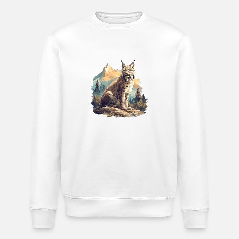 Lynx Luchse Luchs - Stanley/Stella ROLLER Unisex Organic Sweatshirt - white