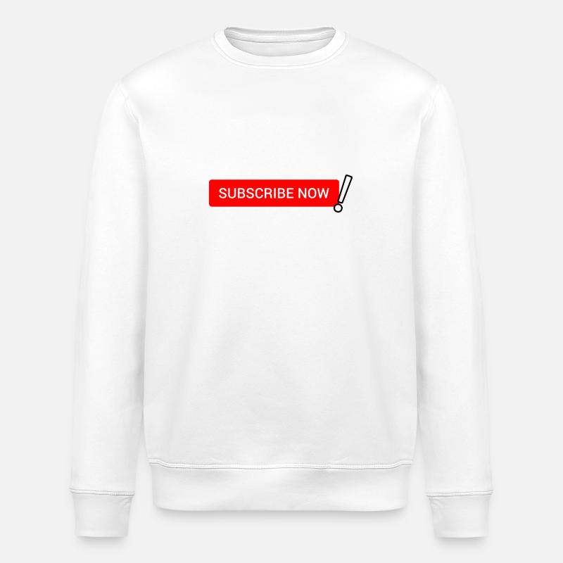 Bold Red Subscribe Now button - Stanley/Stella ROLLER Unisex Organic Sweatshirt - white