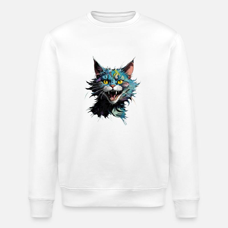 crazy cat - Stanley/Stella Unisex Bio-Sweatshirt ROLLER - Weiß