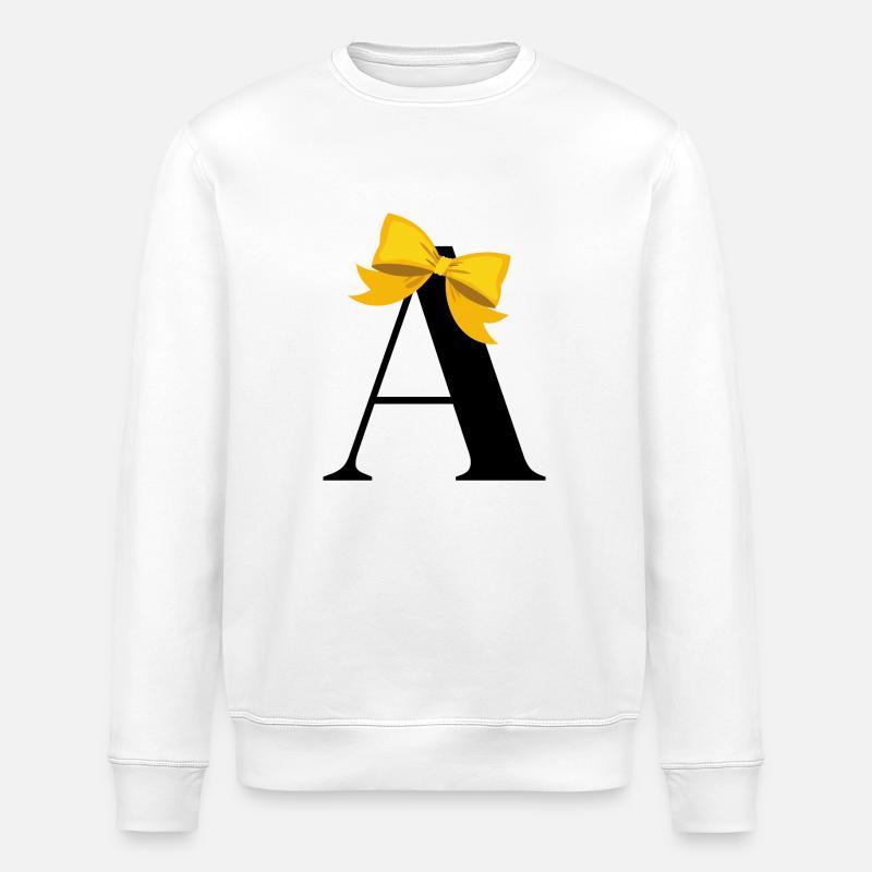 Gelber Schleifenbuchstabe - Stanley/Stella Unisex Bio-Sweatshirt ROLLER - Weiß
