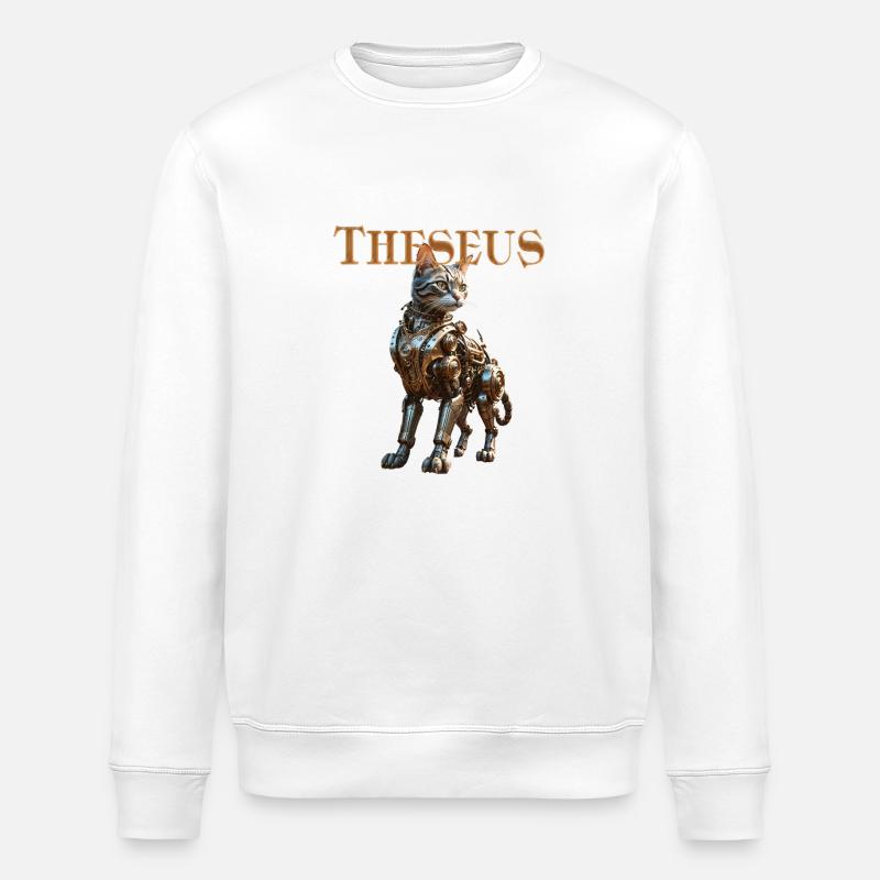 Automate Steampunk-Katze - Thésée Chat Steampunk - Sweat bio ROLLER Stanley/Stella Unisexe - blanc