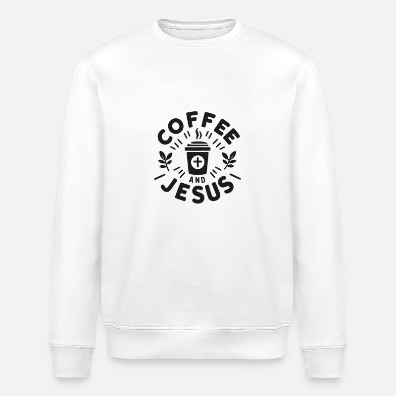 Kaffee und Jesus - Stanley/Stella Unisex Bio-Sweatshirt ROLLER - Weiß