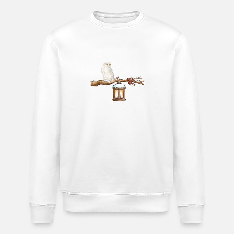 Winter-Eule Winter Owl - Stanley/Stella Unisex Bio-Sweatshirt ROLLER - Weiß