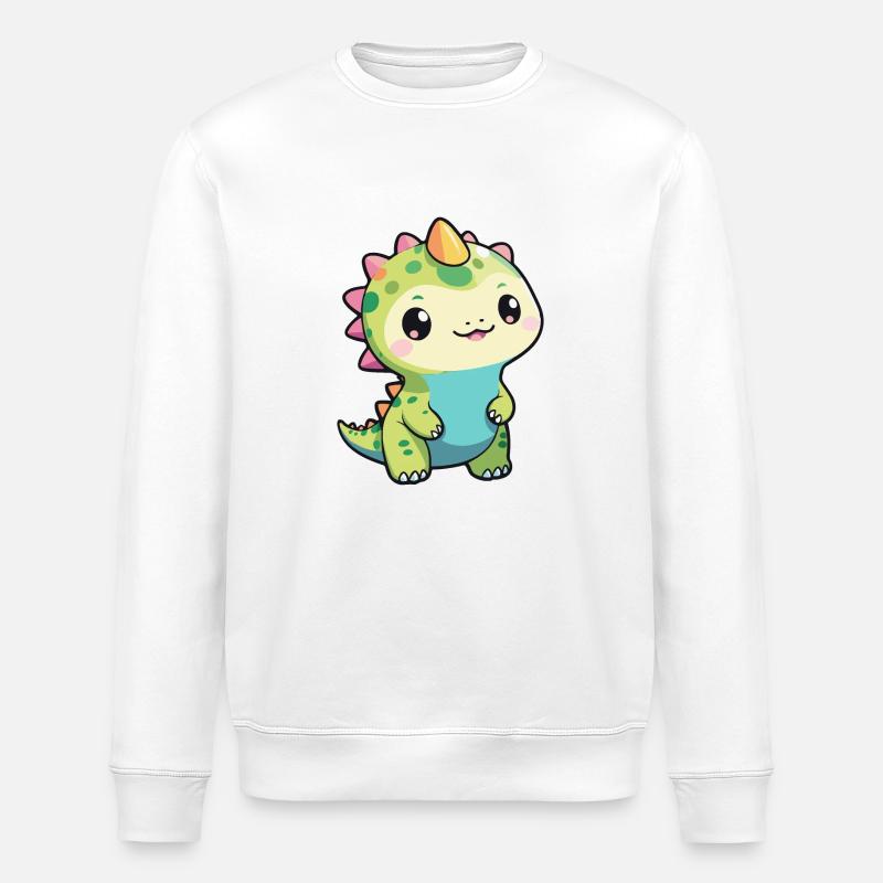 DINOSAURIER - Stanley/Stella Unisex Bio-Sweatshirt ROLLER - Weiß
