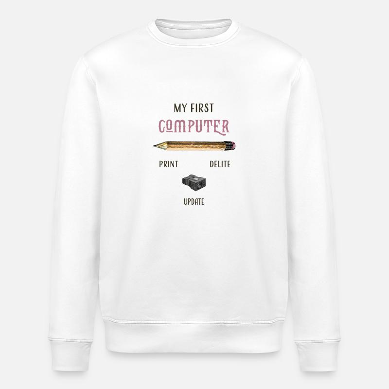 my first computer old school - Stanley/Stella ROLLER Unisex Organic Sweatshirt - white