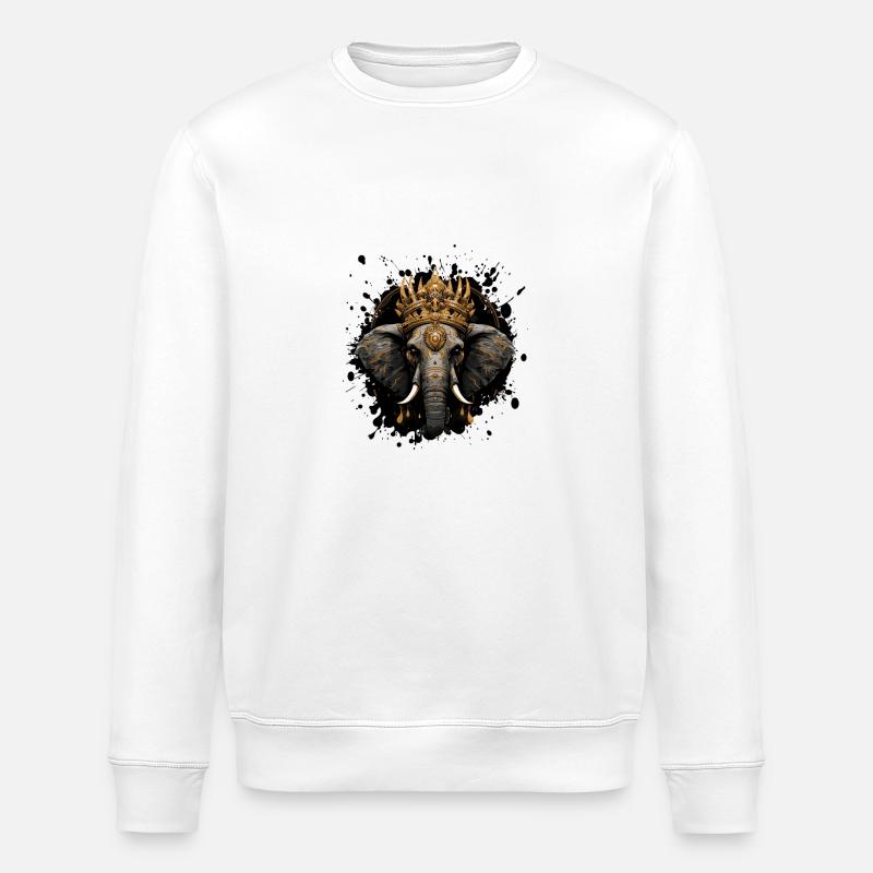 elefant krone tier - Stanley/Stella Unisex Bio-Sweatshirt ROLLER - Weiß