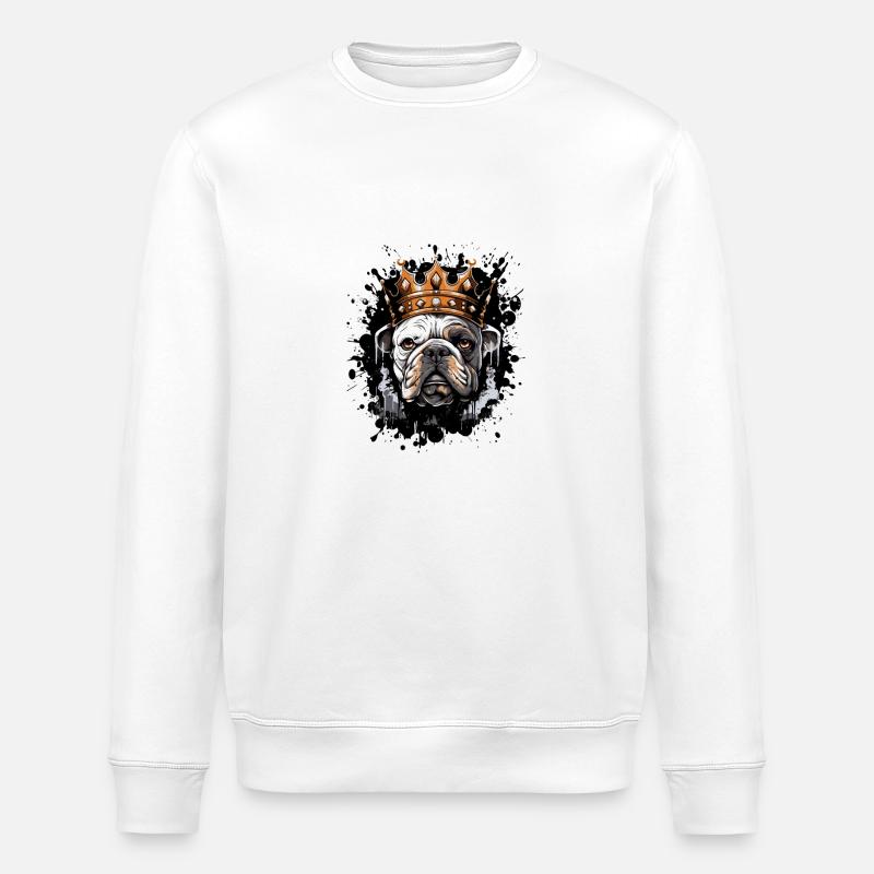 Chien Bouledogue Animal Couronne - Sweat bio ROLLER Stanley/Stella Unisexe - blanc