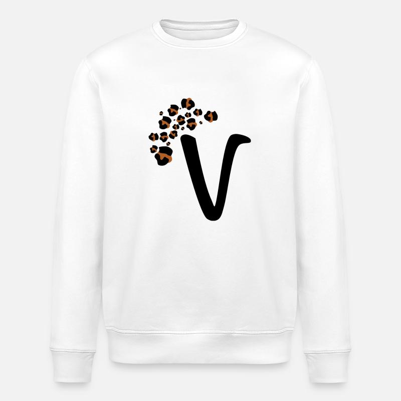 Lettre v motifs léopard - Sweat bio ROLLER Stanley/Stella Unisexe - blanc