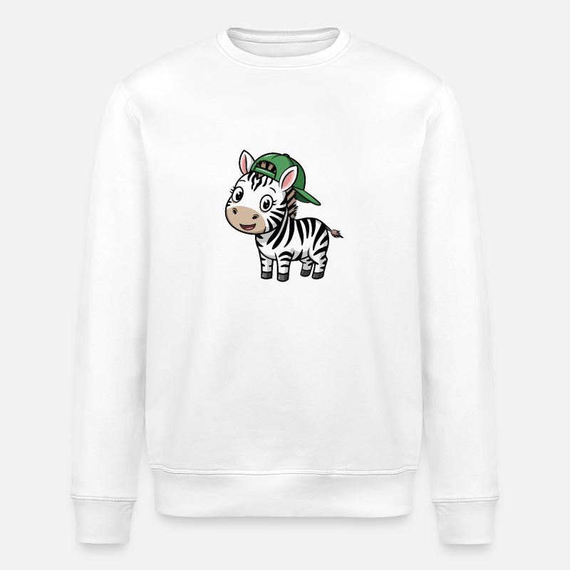 Süßes Zebra mit Mütze - Stanley/Stella Unisex Bio-Sweatshirt ROLLER - Weiß